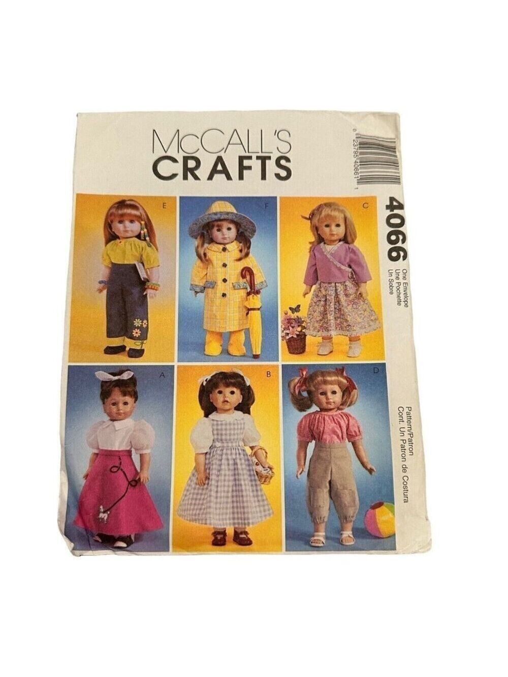 McCalls Doll Clothes Sewing Patterns American Girl 18 Inch Dorothy Dress Poodle